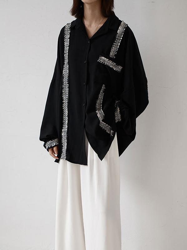 xakxx Loose Cropped Black Light Shirts Blouses