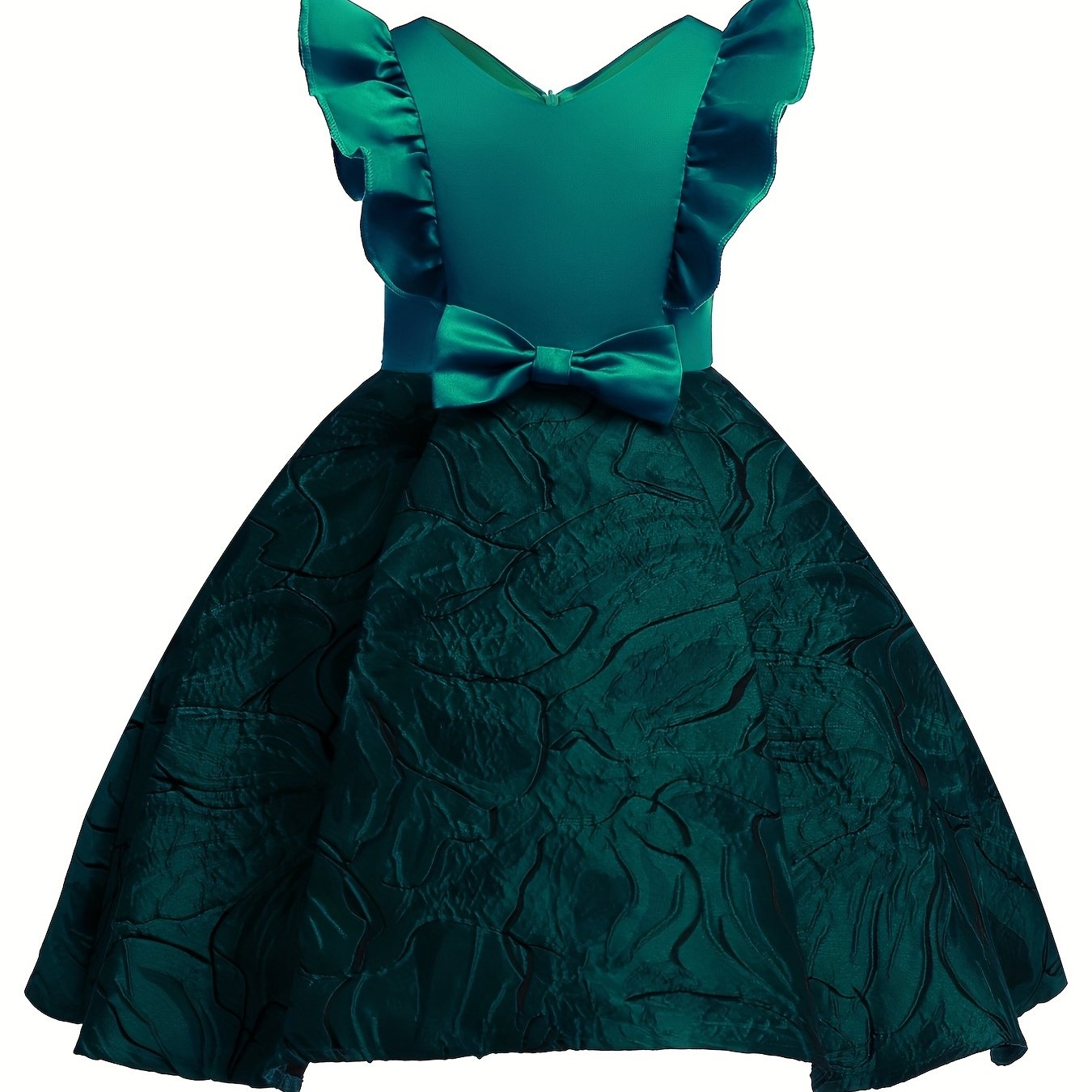 Knee-High Off-the-Shoulder Color Block Pleated Princess Dress for Girls - Sleeveless, Flared Hem, Cotton Lined, Non-Stretch Polyester Fabric, Hand Wash Only - Perfect for Piano Performance, Wedding, Birthday Party, and Evening Occasions
