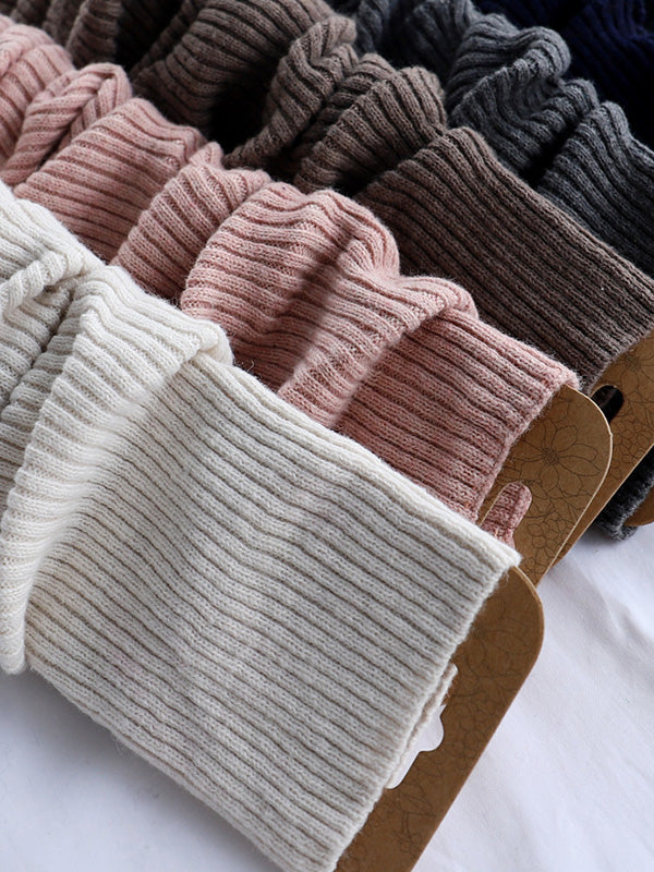 xakxx Knitted Solid Color Leg Warmers Accessories