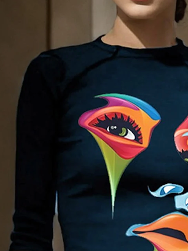 xakxx Half Sleeves Skinny Contrast Color Figure Round-Neck T-Shirts Tops