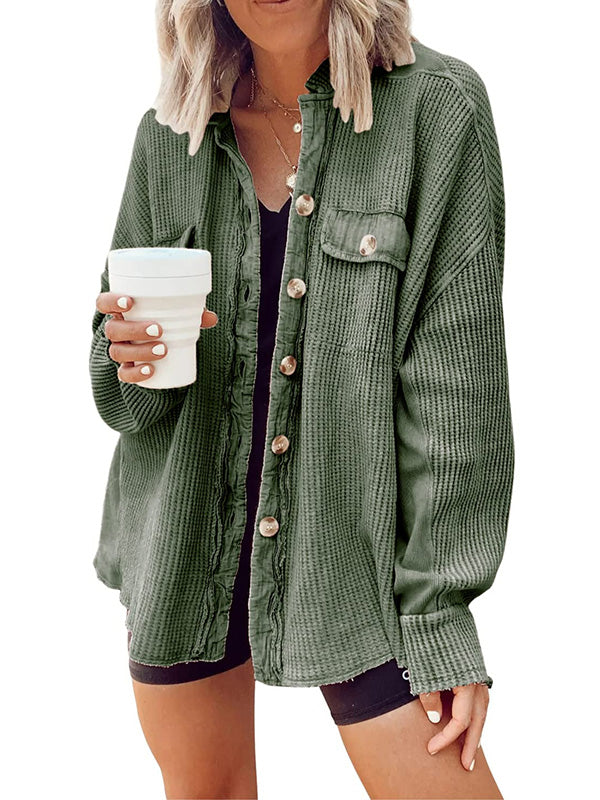 xakxx Vintage Loose Irregular Solid Color With Pockets Jackets