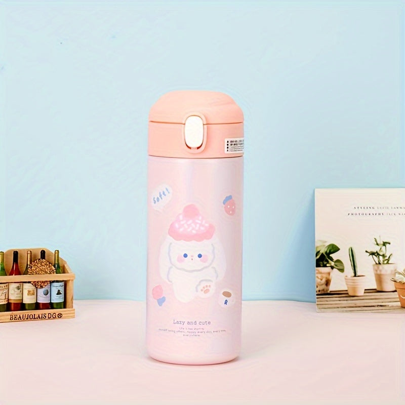 1pc, Cartoon Vacuum Flask, 304 Stainless Steel Insulated Water Bottles, Cute Kawaii Travel Thermal Cups, For Hot And Cold Beverages, Summer Winter Drinkware, Gifts