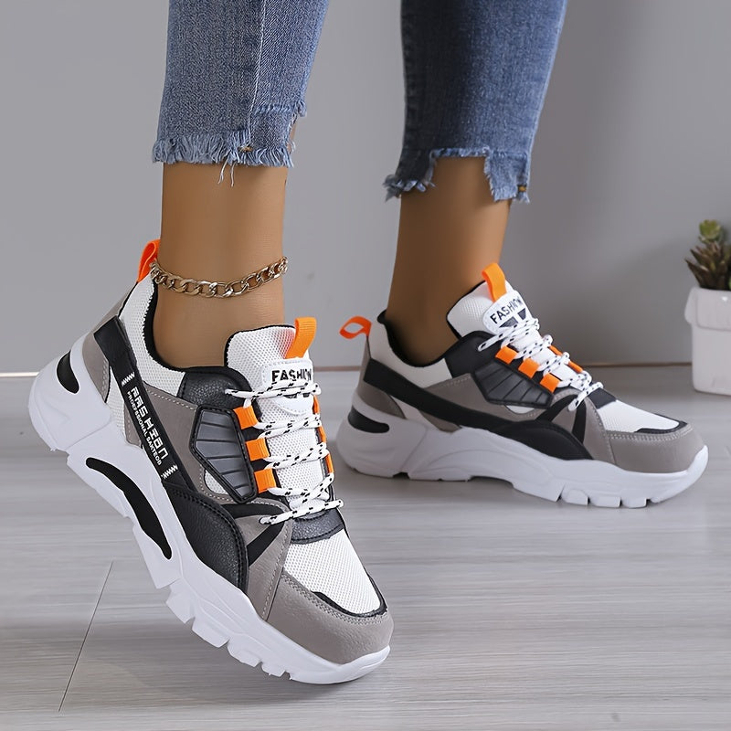 All-Season Chic: Lightweight, Comfortable Height-Boosting Sneakers with Trendy Color-Blocking & Versatile Style