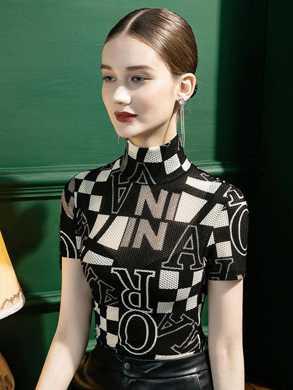 xakxx Urban Skinny Printed High-Neck T-Shirts Tops