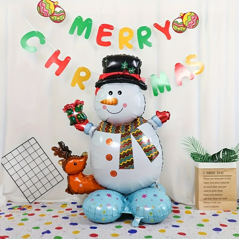 KADUOS 4D Standing Snowman Foil Balloon - Perfect for Christmas, New Year & Birthday Parties, Indoor/Outdoor Decor