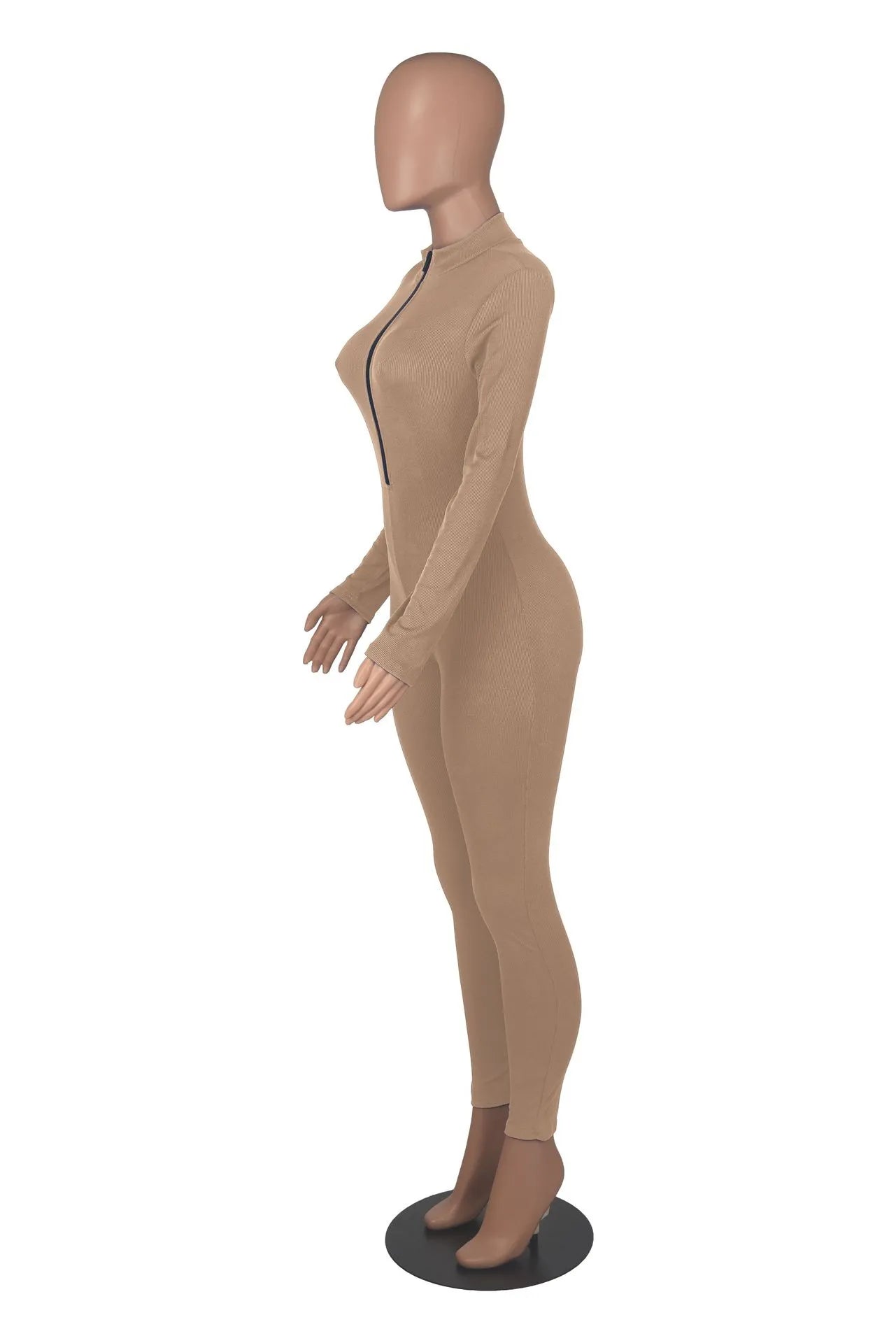 Zipper Tight Jumpsuit Romper Women Sexy Long Sleeved Slim Jumpsuits Outfits Clubwear Free Ship