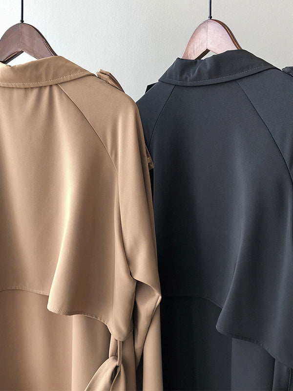xakxx Khaki&Black Vintage Notched Collar Thin Trench Coat