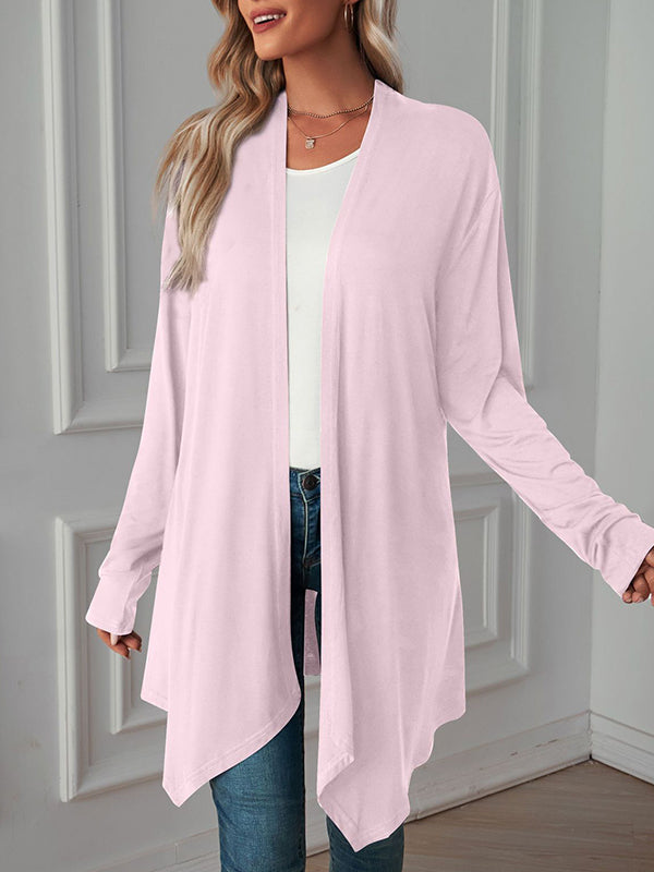 xakxx Long Sleeves Loose Solid Color Statement Collar Outerwear