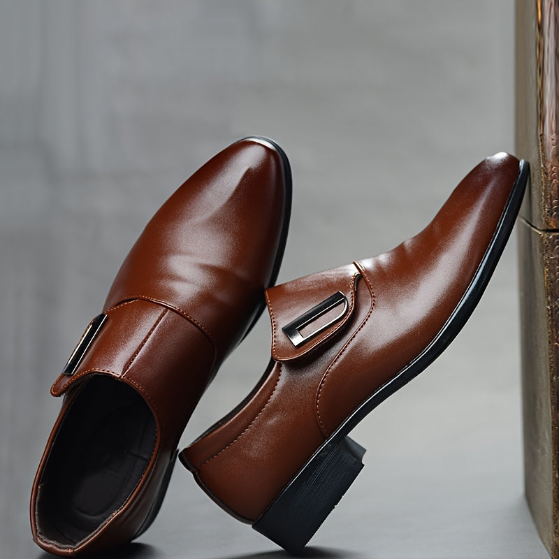Mens PU Leather Solid Color Slip-On Loafers - Anti-Slip, Breathable, Comfortable EVA Insole, PVC Sole - Perfect for Business, Office, Street Wear in Fall, Spring, Summer, Winter