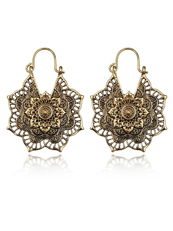 xakxx Vintage Hollow Alloy Flower Earring Accessories