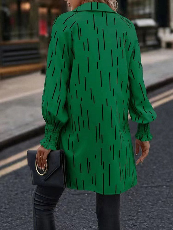 xakxx High-Low Long Sleeves Elasticity Printed V-Neck T-Shirts Tops