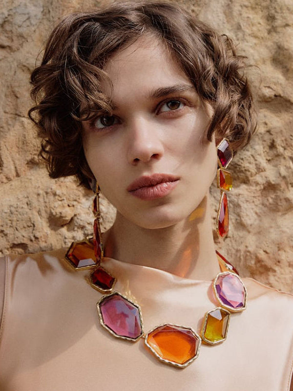 xakxx Geometric Split-Joint Drop Earrings
