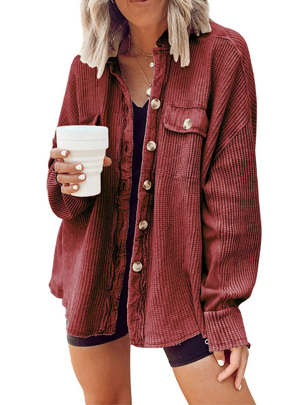 xakxx Vintage Loose Irregular Solid Color With Pockets Jackets