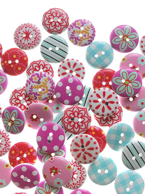 xakxx 100Pcs Colorful Striped Printed Decoration Accessories Round Buttons