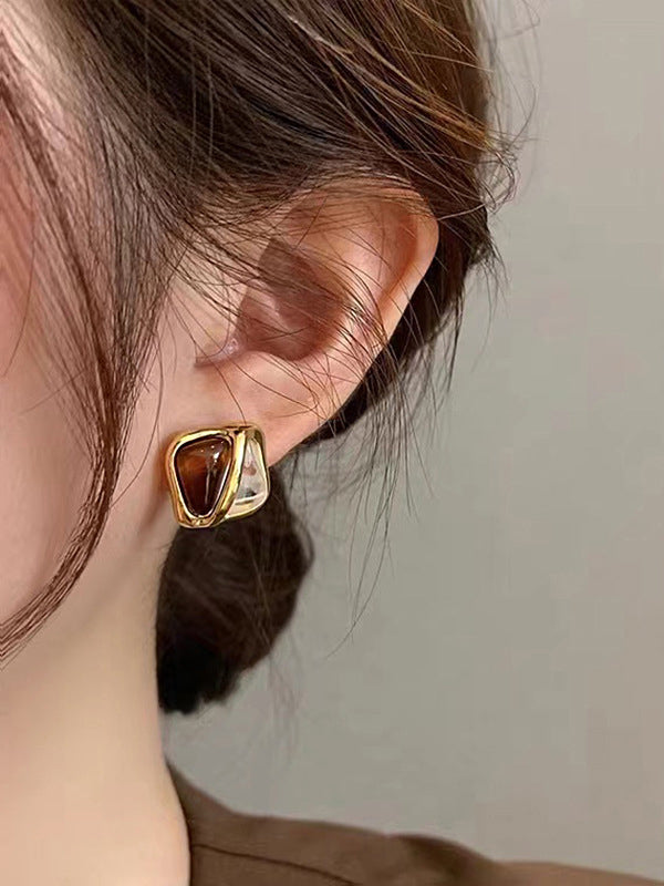 xakxx Contrast Color Geometric Earrings Accessories