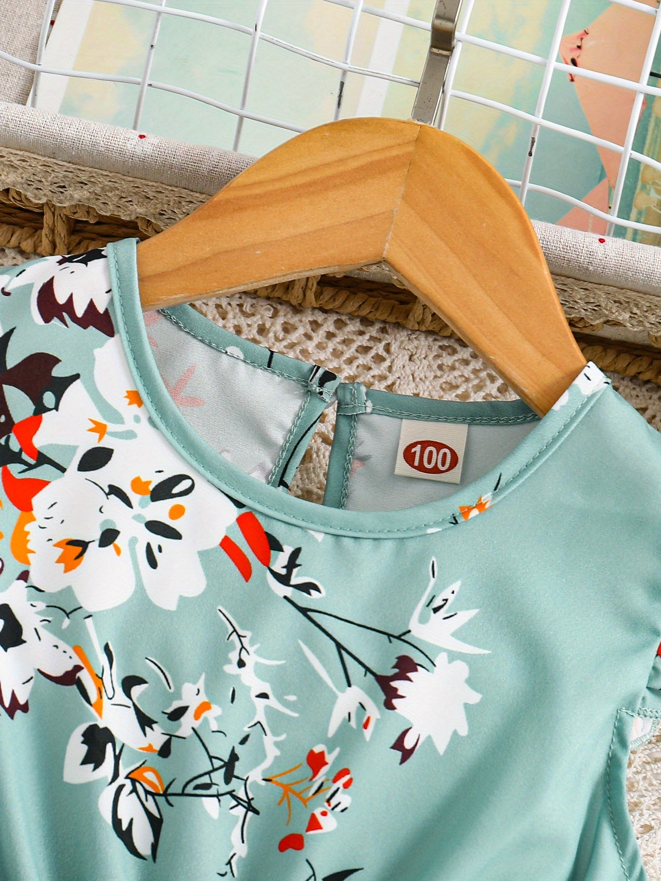 Girls Charming Floral Midi Dress - Fashionable Flying Sleeve & Sleeveless Combo, Lightweight & Comfortable for Sweet Summer Days, Adorable Daily Wear Dress with Bold Pattern