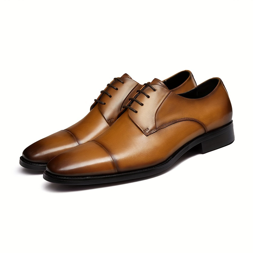Men's Leather Oxford Shoes Lace-up Front Dress Shoes For Men Cap Toe Business Formal Black Tie Leather Shoes for Men