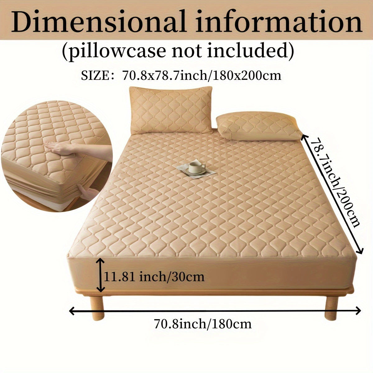 1pc Luxurious Waterproof Mattress Protector - Noiseless, Embossed, Dustproof, Thick, Breathable, Washable, Incontinence Protection - Ideal for Single, Twin, Full, Queen, King Bed Sizes, Bedroom, Guest Room, Apartment, School