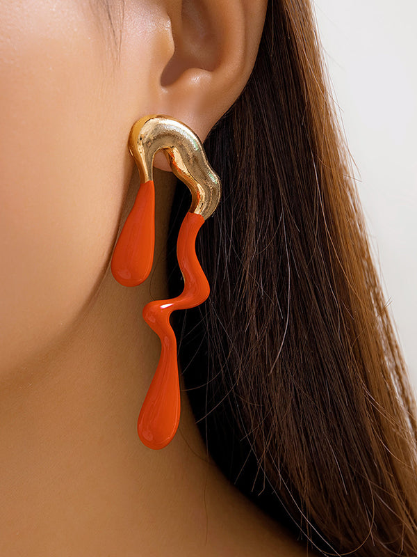xakxx Contrast Color Geometric Drop Earrings