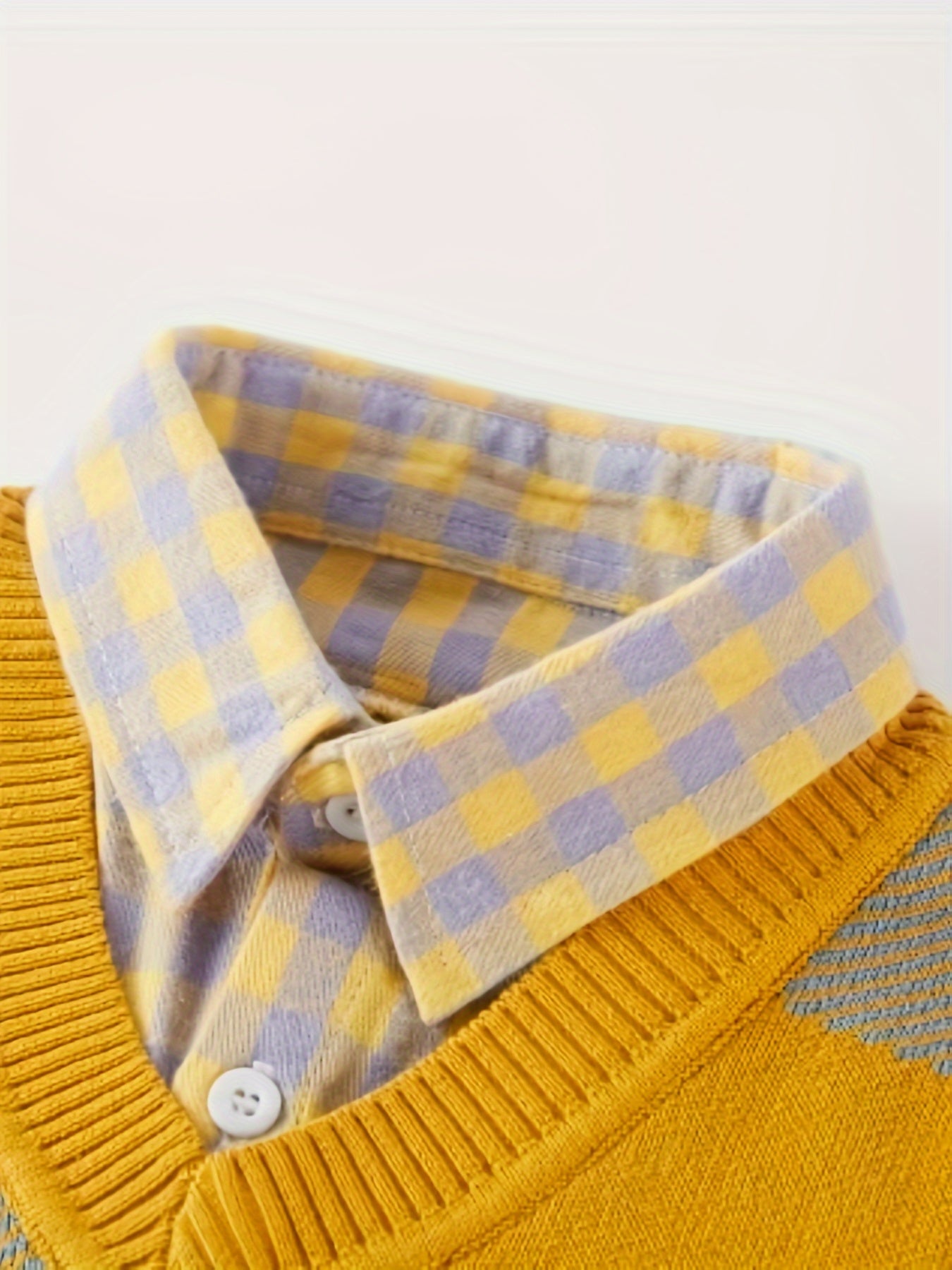 Boys' Cozy Cotton Knit Sweater With Faux Two-pcs Design - Casual Plaid Pullover For Fall/Winter, Easy Care