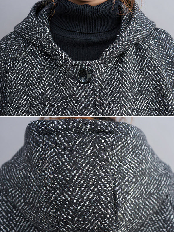 xakxx Original Creation Long Sleeves Loose Keep Warm Hooded Outerwear