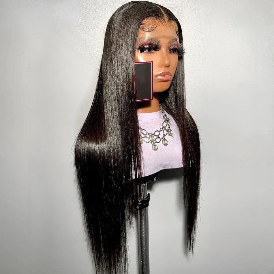 40 Inch Dark Purple Colored Straight Lace Front Human Hair Wigs for Black Women 180% Transparent 360 Lace Frontal Wig Preplucked