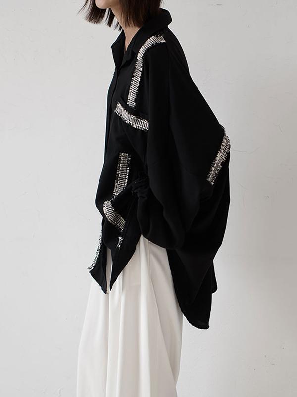 xakxx Loose Cropped Black Light Shirts Blouses