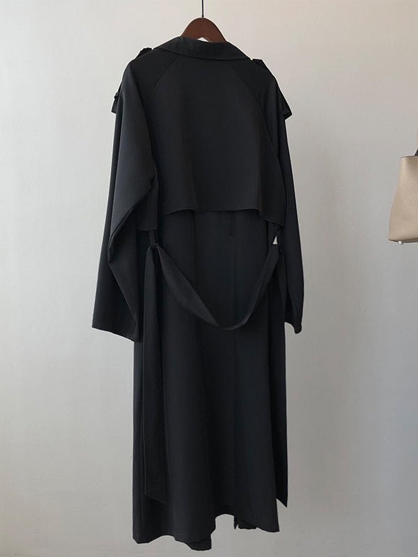 xakxx Khaki&Black Vintage Notched Collar Thin Trench Coat