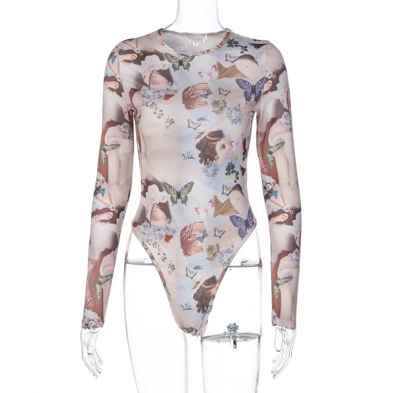 Spring Autumn Women's Long Sleeve Buttoned Skinny Bodysuit Turn Down Collar Sexy Body Top Patchwork Jumpsuit Femme New 210415
