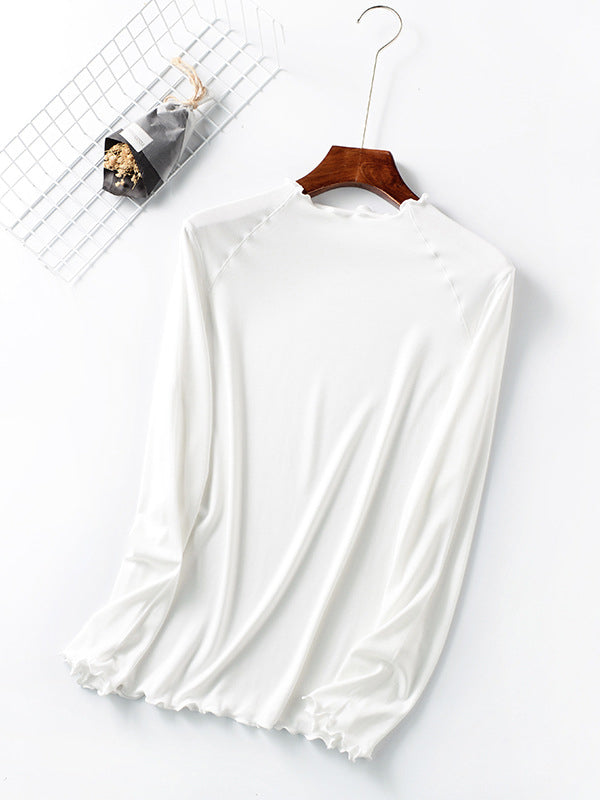xakxx 7 Colors Solid Color Long Sleeves T-Shirt Top