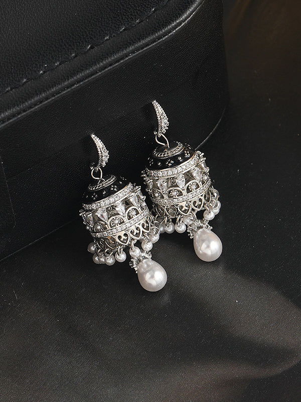 xakxx Geometric Hollow Tasseled Drop Earrings