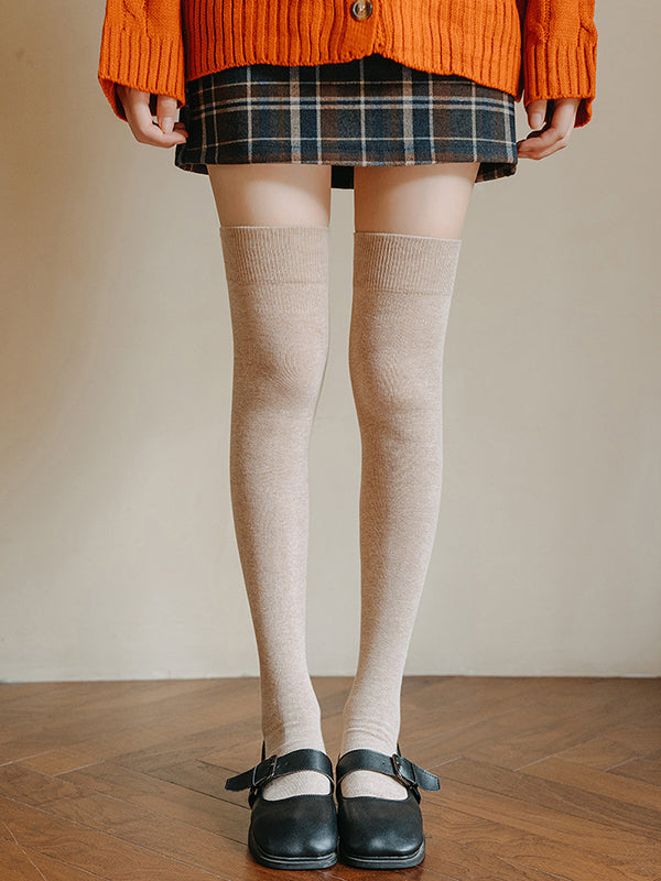 xakxx Casual Skinny Leg Solid Color Stockings Accessories