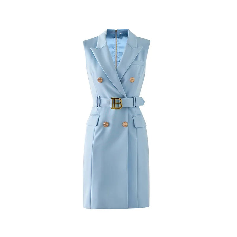 Womens Work Dresses Luxury Designer Clothes Fashion Elegant Office Dresses Suit Jacket Skirt With Big Buckle Waist Belt Business Outfit S-XXXL