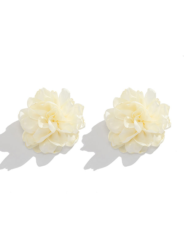 xakxx Solid Color Three-Dimensional Flower Drop Earrings