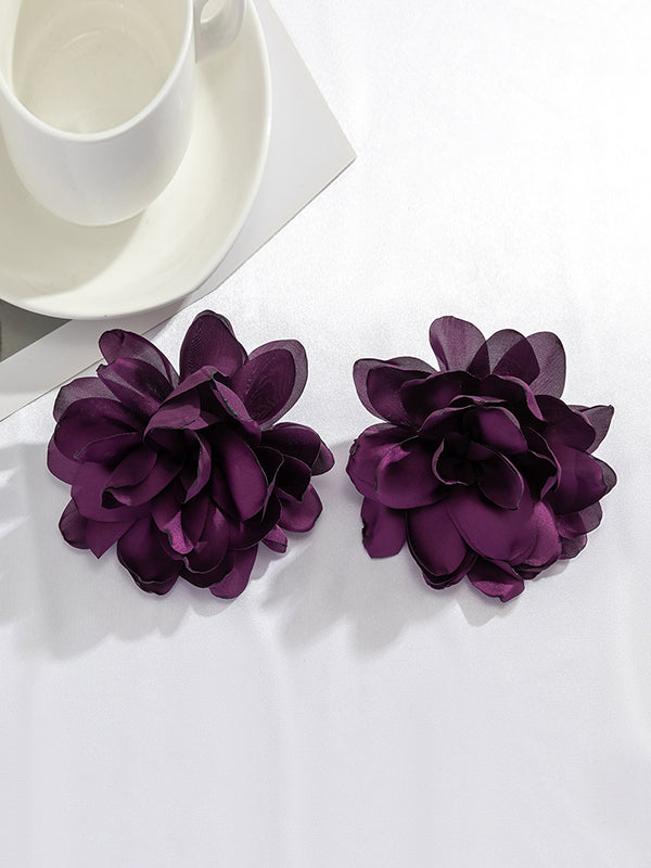 xakxx Solid Color Three-Dimensional Flower Drop Earrings