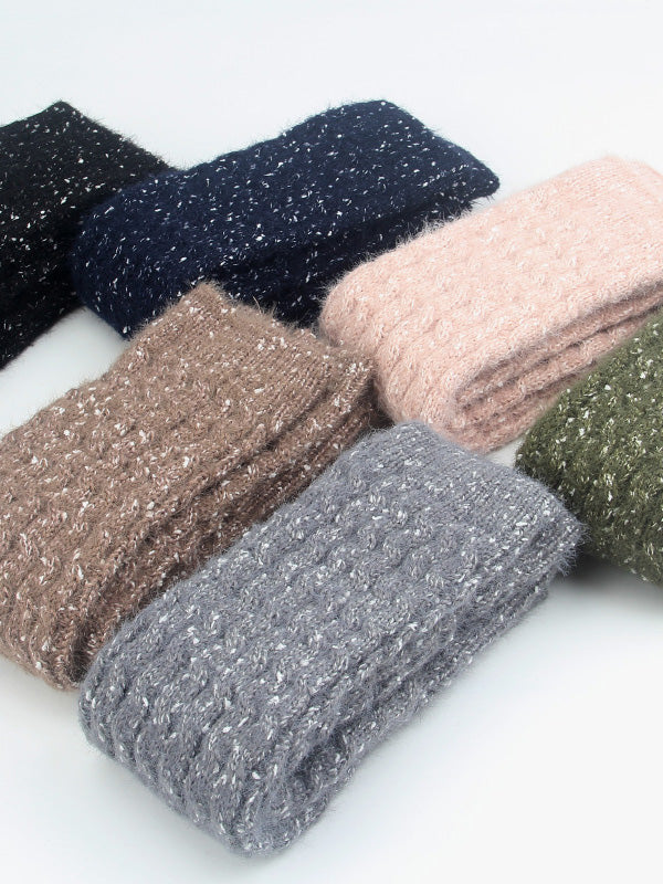 xakxx Wool Knitted Dot Twist Leg Warmers Accessories