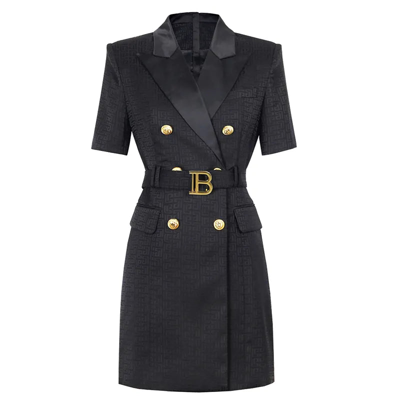 Womens Work Dresses Luxury Designer Clothes Fashion Elegant Office Dresses Suit Jacket Skirt With Big Buckle Waist Belt Business Outfit S-XXXL