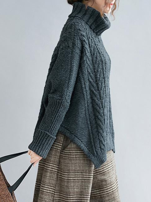 xakxx Cable- Knit High-neck Solid Loose Sweater