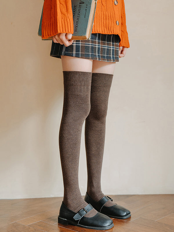xakxx Casual Skinny Leg Solid Color Stockings Accessories