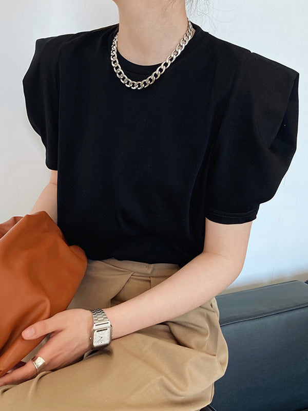 xakxx Original Puff Sleeve Round-Neck Casual T-Shirts