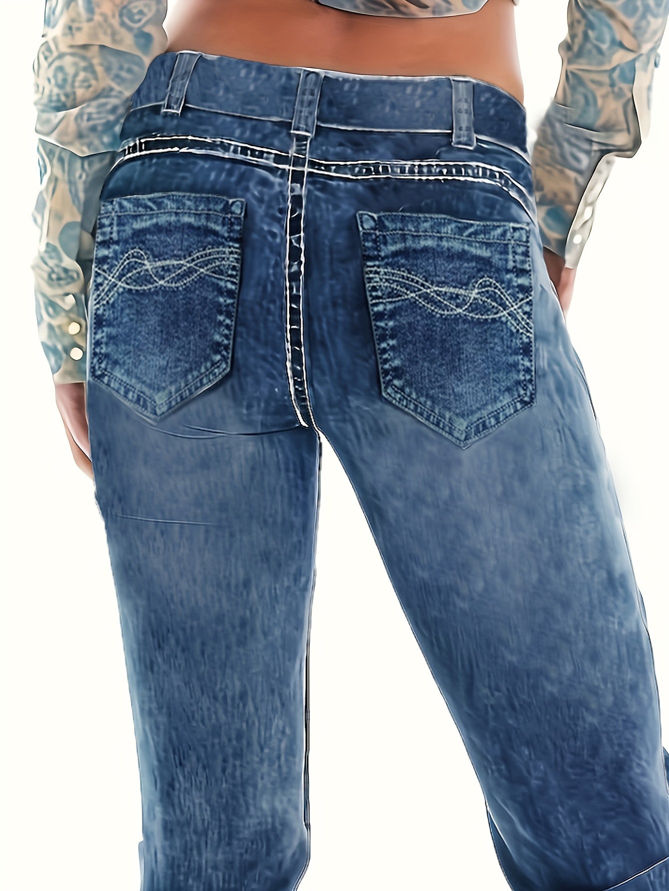 Slant Pockets Washed Bootcut Jeans, Slim Fit Stretchy Denim Pants, Women's Denim Jeans & Clothing