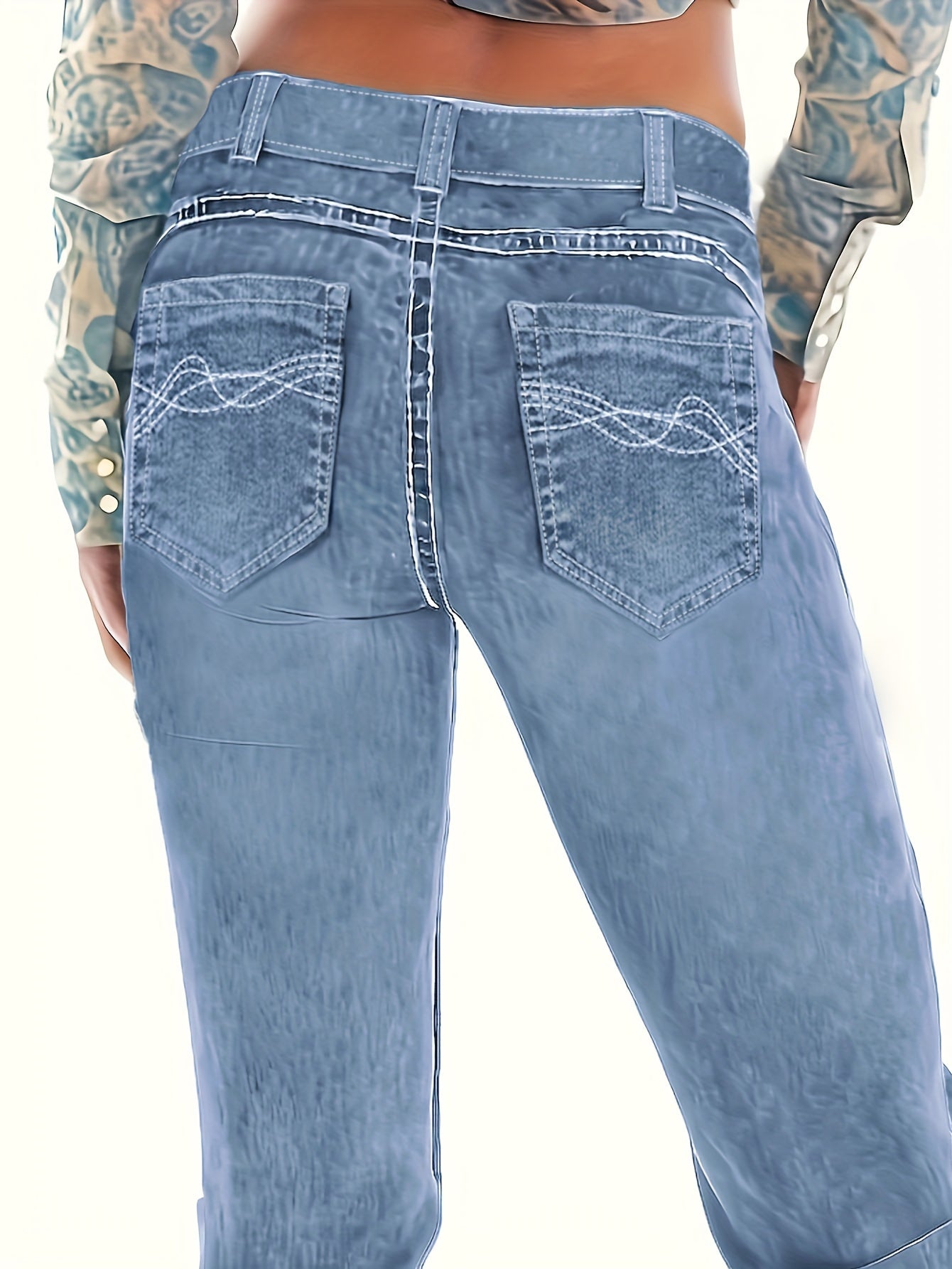 Slant Pockets Washed Bootcut Jeans, Slim Fit Stretchy Denim Pants, Women's Denim Jeans & Clothing