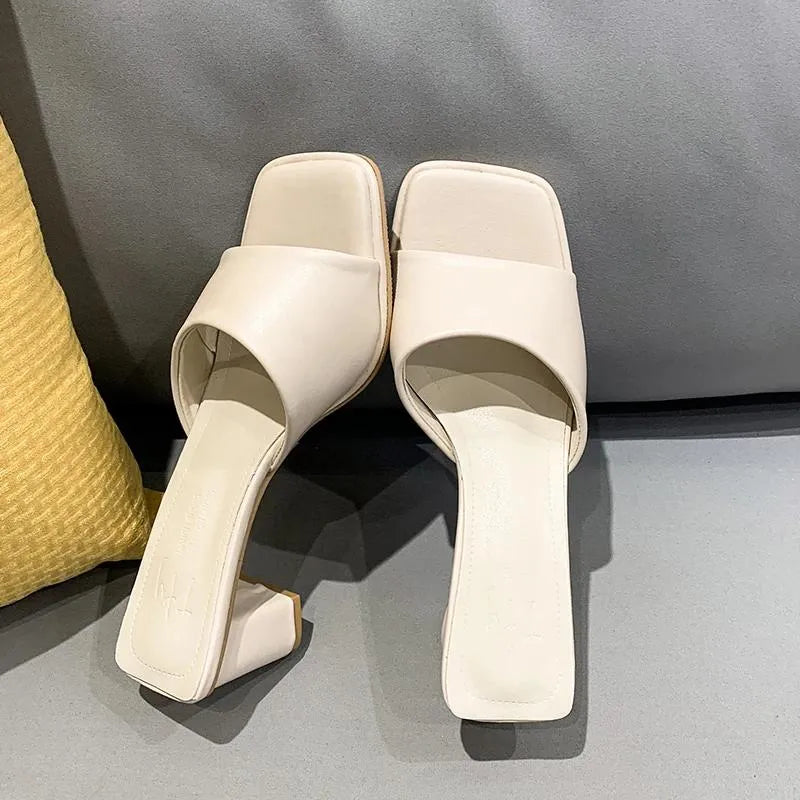 Slippers Summer Colorful Sandals Pink Blue High Heels Women Black White Elegant Slip On Pumps Ladies Sexy Beach Slides