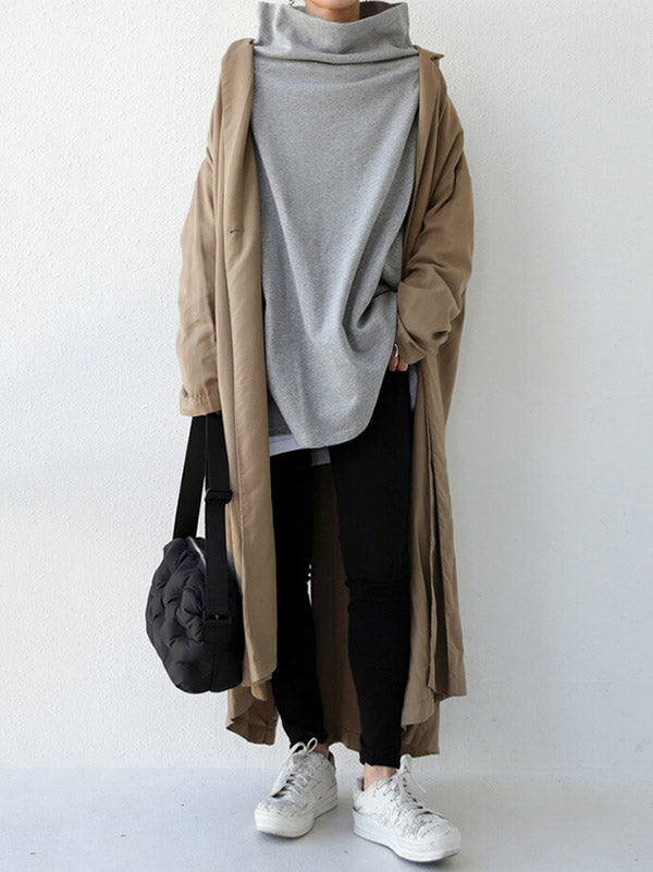 xakxx Urban Black&Gray High-Neck Long Sleeve Oversize T-Shirt