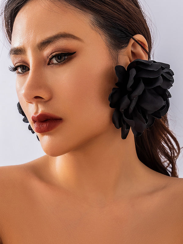 xakxx Solid Color Three-Dimensional Flower Drop Earrings