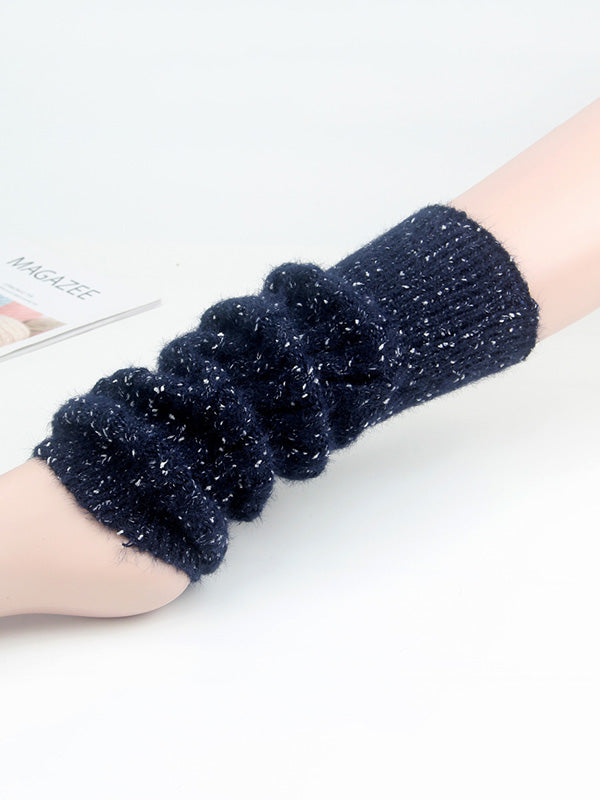 xakxx Wool Knitted Dot Twist Leg Warmers Accessories