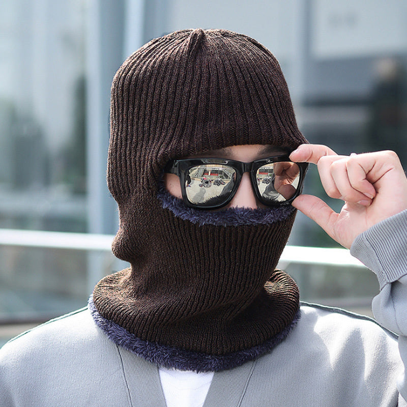 1pc Hat Scarf All-in-one Men's Winter Hooded Scarf Lei Feng Hat Plus Velvet Thickened Warm Windproof Mask Cycling Cold Protection