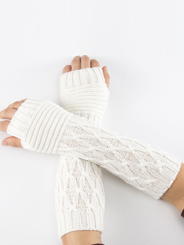 xakxx Solid Color Keep Warm Jacquard Knitted Sleevelet