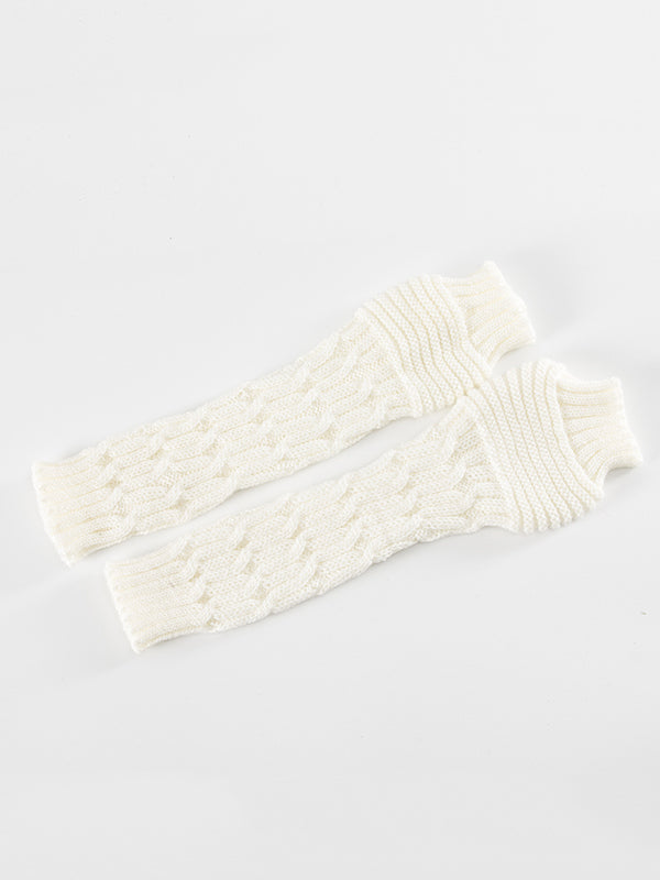 xakxx Solid Color Keep Warm Jacquard Knitted Sleevelet