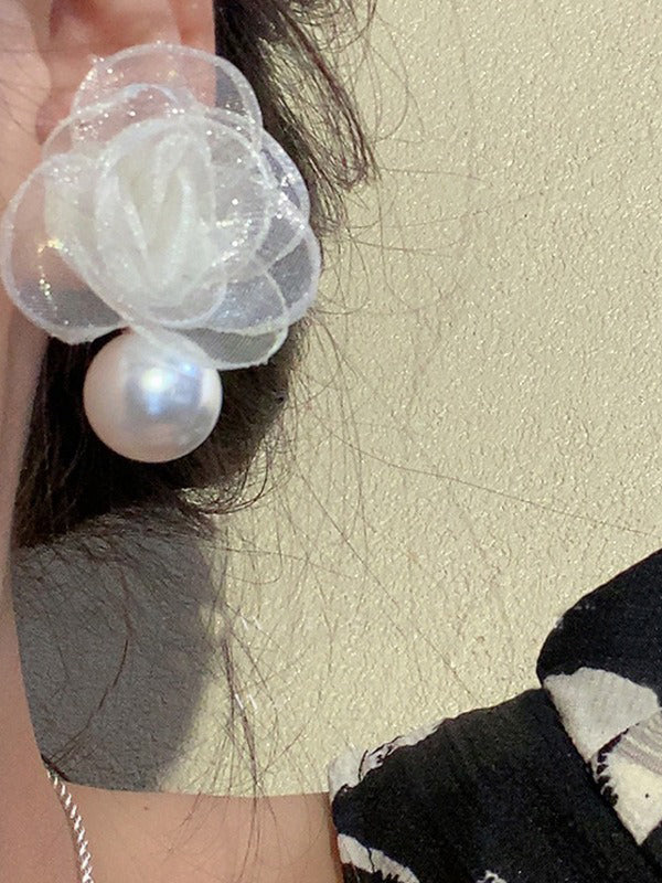 xakxx Flower Shape Gauze Earrings Accessories